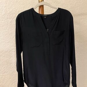 Ann Taylor Black Blouse with Long Sleeves